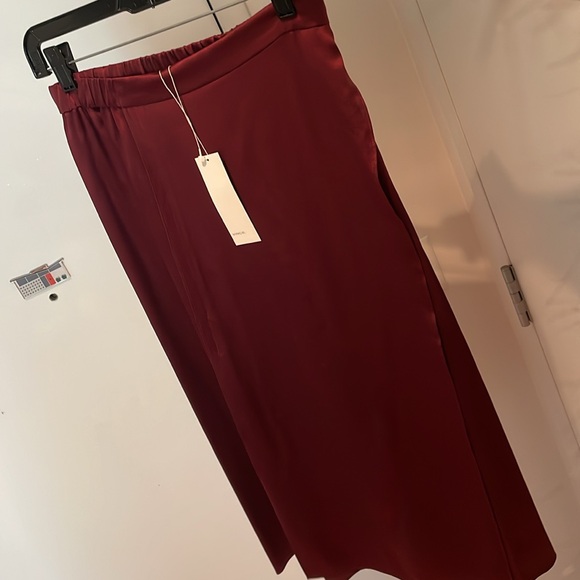 VINCE Satin Silk Drape Wrap Skirt Merlot burgundy - Picture 3 of 6